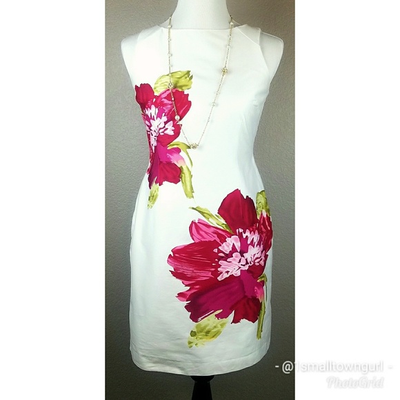 Studio One Dresses & Skirts - Studio One Sheath Dress White With Floral Design 6